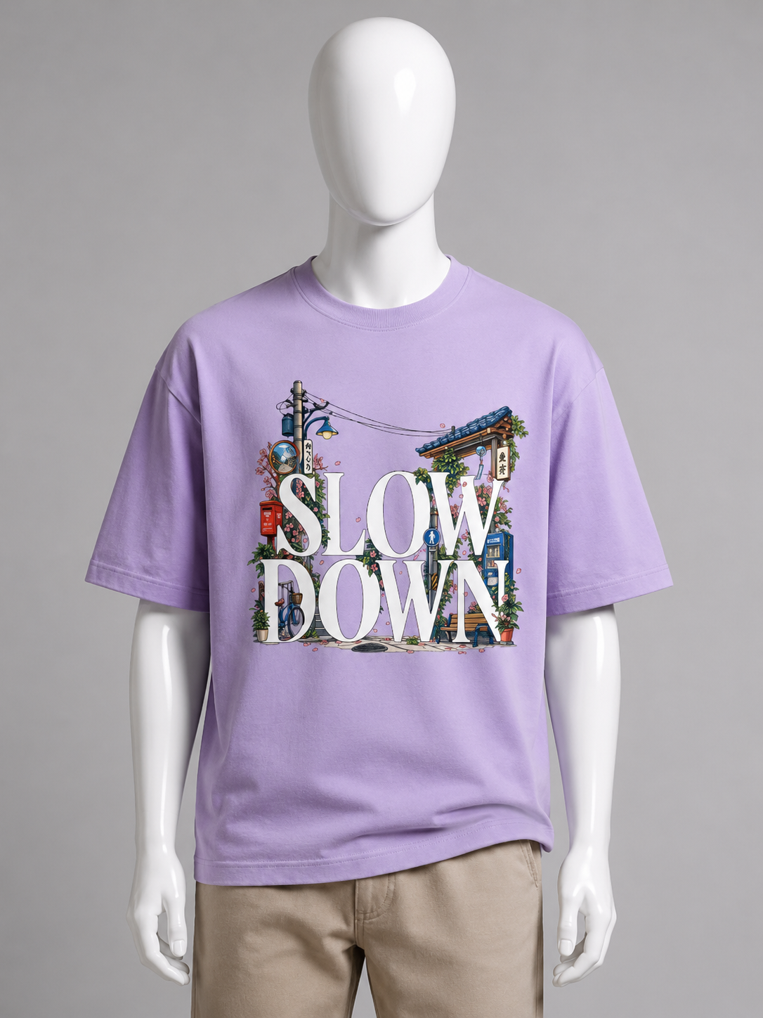Slow Down Tokyo Tee | Front Print Oversized T Shirt