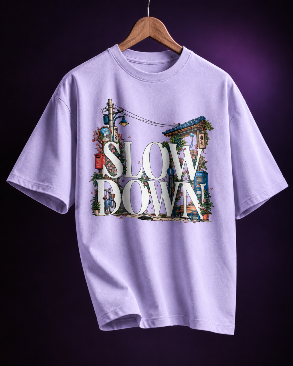 Slow Down Tokyo Tee | Front Print Oversized T Shirt